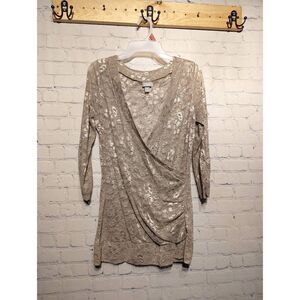 Vanity sheer stretchy lace lowcut top size medium